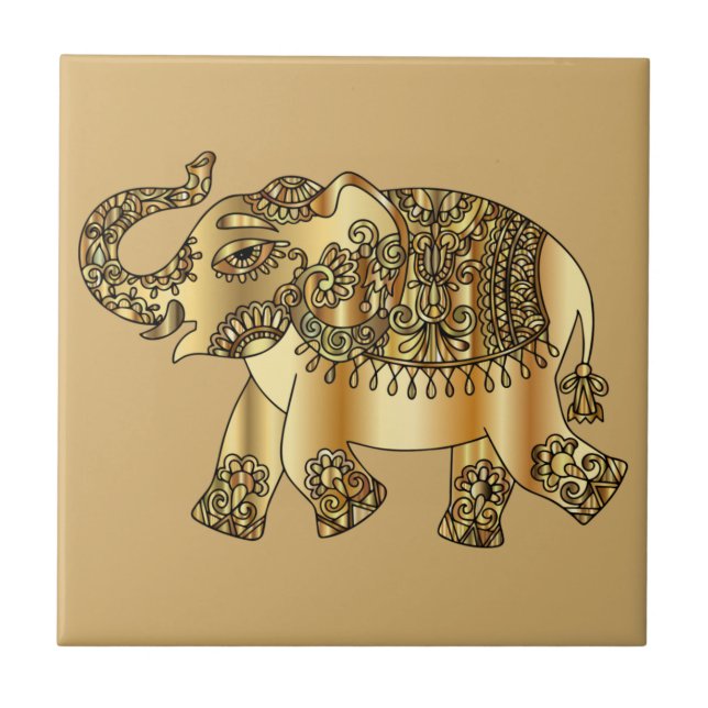 Golden Elephant Ceramic Tile Kakelplatta (Framsidan)