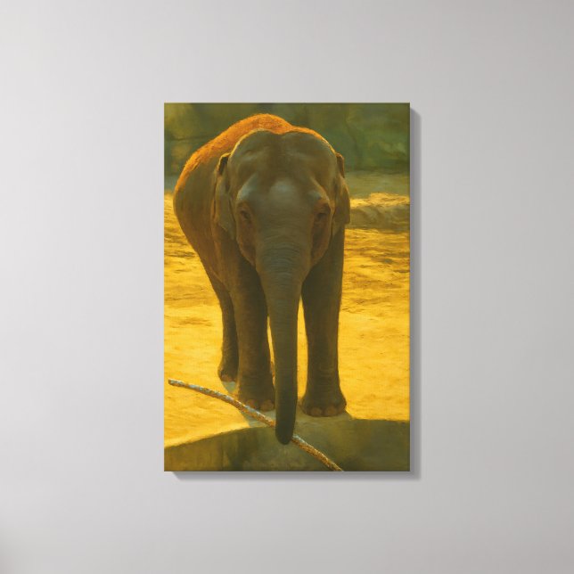 Golden Elephant Wisdom - Majestic Wildlife Canvastryck (Framsida)