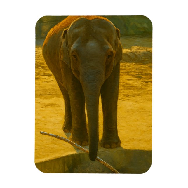 Golden Elephant Wisdom - Majestic Wildlife Magnet (Vertikal)