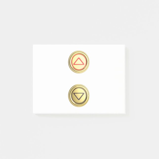 Golden elevator-knappar för upp och ned post-it block (Framsida)