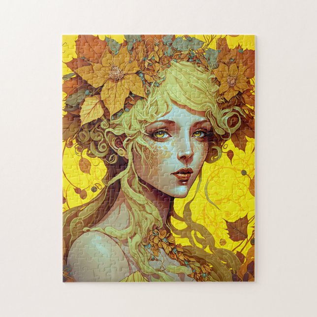 Golden Elf Fairy Fae Fantasy Art Pussel (Vertikal)