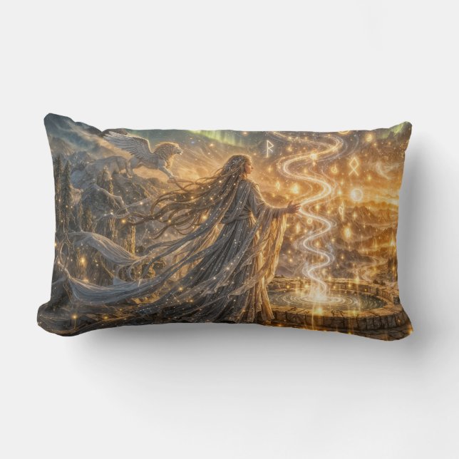 Golden Elven Fantasy Light – Impressionist Fantasy Lumbarkudde (Framsida)