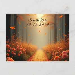 Golden Ember Autumn Woodland Stroll Helg Vykort