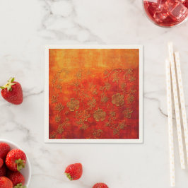 Golden Ember Blommigt Batik Pappersservett