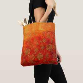 Golden Ember Blommigt Batik Tygkasse