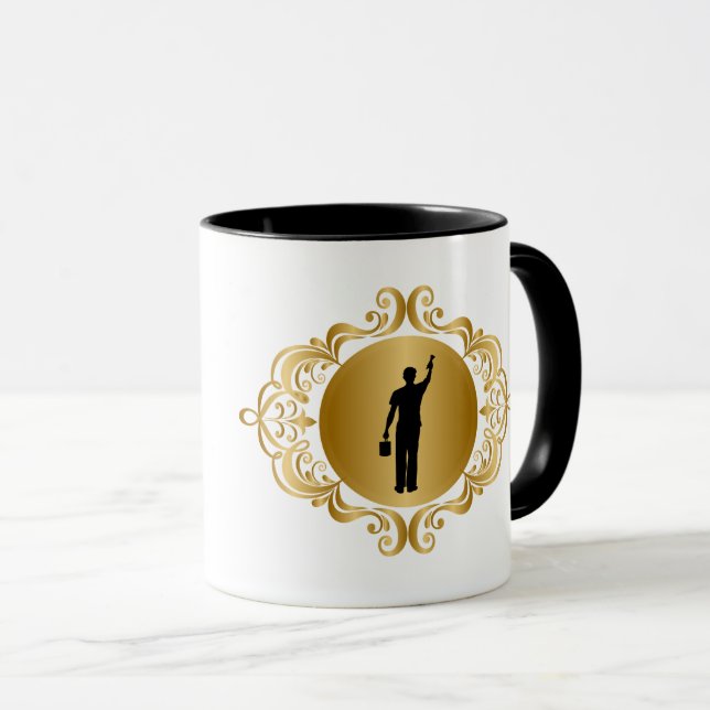 Golden Emblem Painter Silhouette Mugg (Framsida höger)