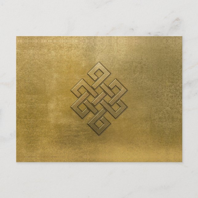 Golden Embossed Endless Knot Vykort (Framsida)