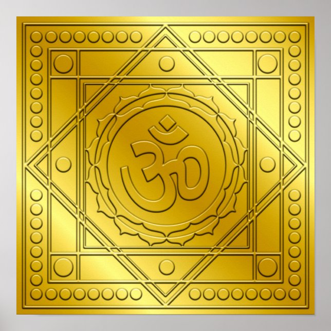 Golden Embossed Om Design Poster (Framsidan)
