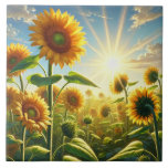 Golden Embrace Solros Kakelplatta<br><div class="desc">Bask i uppvärmningen av gyllene petaler och skönhet som kysses i sol med detta pulserande solrosavtryck. Fullt av energi och liv fångar detta biet naturens skoningslösa nåd när blommarna når himmel. En perfekt till dem som kärlek har solblommornas djärva elegans och den glädje de ger till alla platser.</div>