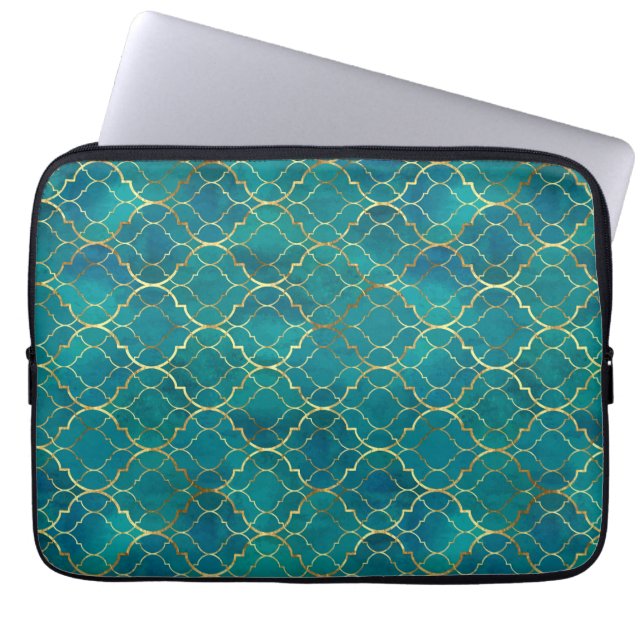 Golden Emerald Geometry Laptop Fodral (Framsidan)