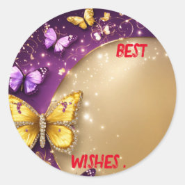 "Golden Euphoria: Enchanting Butterfly Bliss" Runt Klistermärke