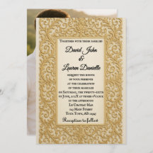 Golden Ever After Photo Wedding Invitation