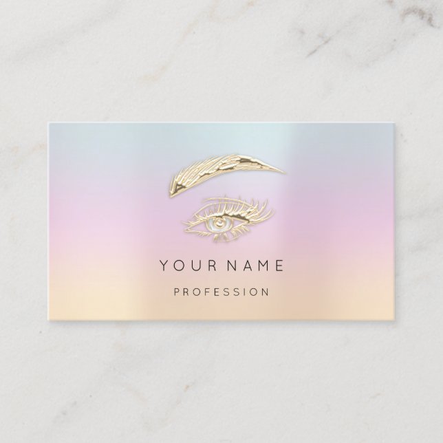 Golden Eyelash Brows Microblade QRCODE-Logotyp Visitkort (Framsida)