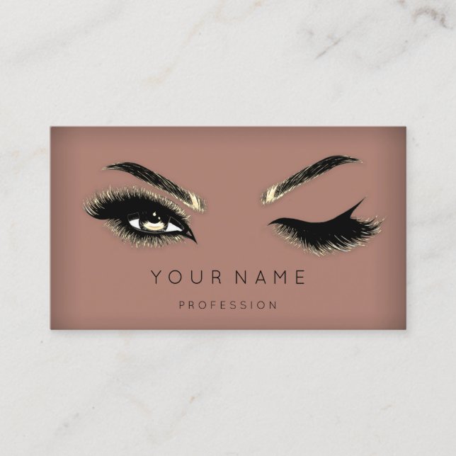 Golden Eyelash Brows Microblading QRCODE Logotyp S Visitkort (Framsida)
