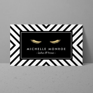 Golden Eyelash med Mod Black and White Mönster Visitkort