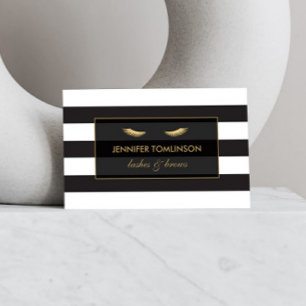 Golden Eyelash with Black and White Rand Visitkort