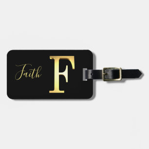 Golden F namn Luggage Tag Bagagebricka