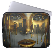 Golden Face Surrealist City Urban Digital Art