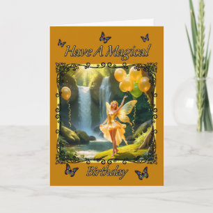 Golden Fairy for Young Girl Birthday Card Kort