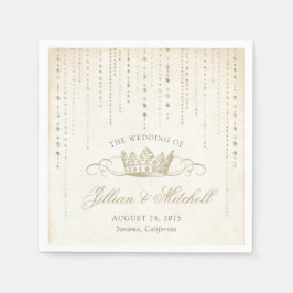 Golden Fairytale Krona Bröllop Napkins Pappersservett