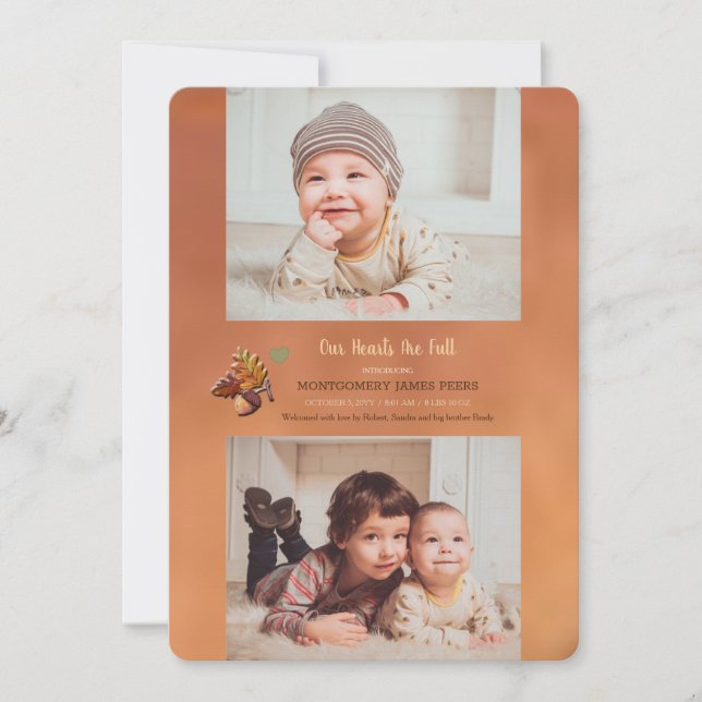 Golden Fall 2-Photo Birth Notice Meddelande (Framsida)