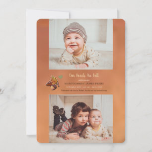 Golden Fall 2-Photo Birth Notice Meddelande