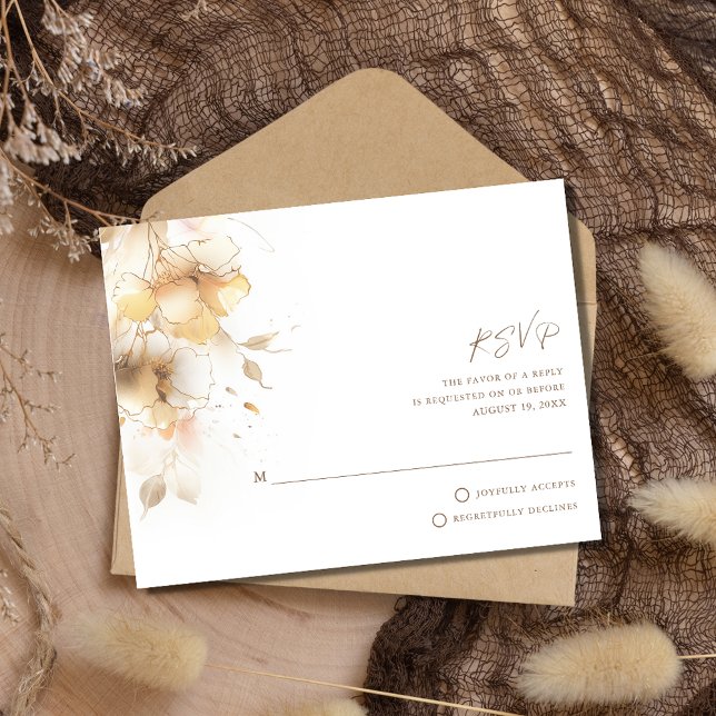 Golden Fall Blommigt Bröllop OSA Kort (Golden Fall Floral Wedding RSVP Card)