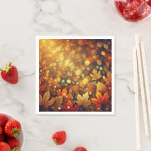 Golden Fall Foliage Bokeh Effect Decoupage Napkins
