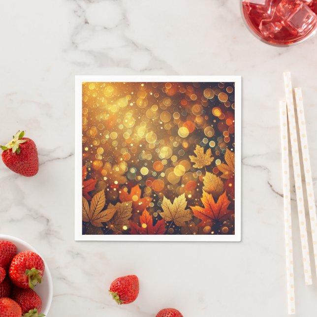 Golden Fall Foliage Bokeh Effect Decoupage Napkins Pappersservett (Insitu)