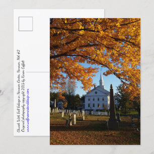 Golden Fall Foliage/Church & Cemetery 2 Postcard Inbjudningar