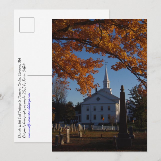 Golden Fall Foliage / Church & Cemetery Postcard Inbjudningar (Fram/baksida)