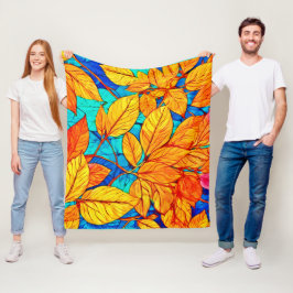 Golden Fall Foliage: Färgning av ljusa Löv Fleecefilt