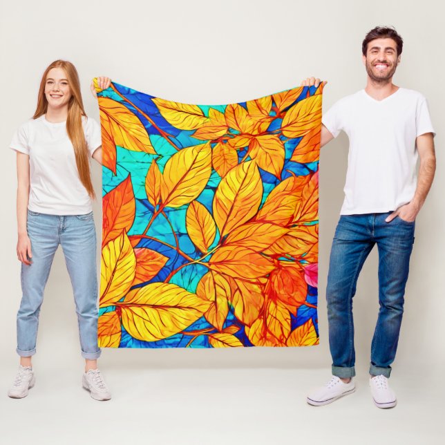 Golden Fall Foliage: Färgning av ljusa Löv Fleecefilt (På plats)