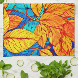 Golden Fall Foliage: Färgning av ljusa Löv Kökshandduk