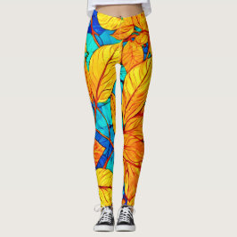 Golden Fall Foliage: Färgning av ljusa Löv Leggings