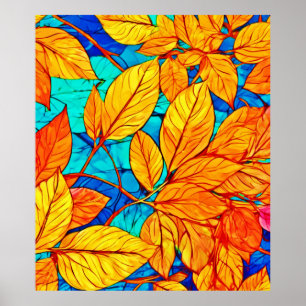 Golden Fall Foliage: Färgning av ljusa Löv Poster