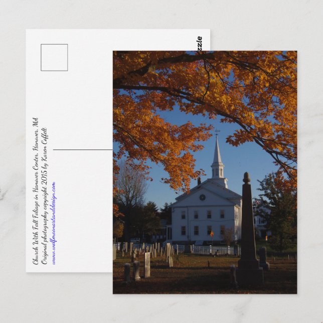 Golden Fall Foliage View of Church from Cemetery Vykort (Fram/baksida)