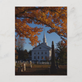 Golden Fall Foliage View of Church from Cemetery Vykort