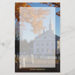 Golden Fall Foliage with Church and Cemetery Brevpapper