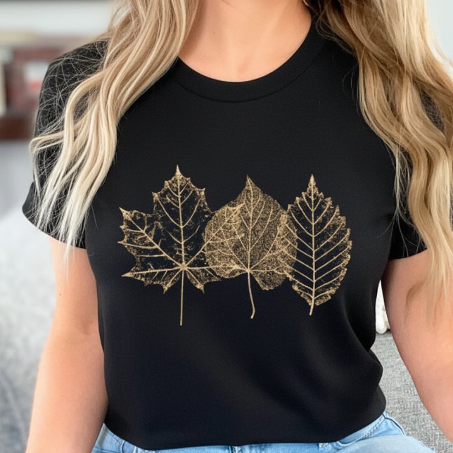Golden Fall Leaves | Autumn Leaf T Shirt (Celebrate autumn in style with this golden fall leaves tee cozy, chic, and perfect for Thanksgiving)
