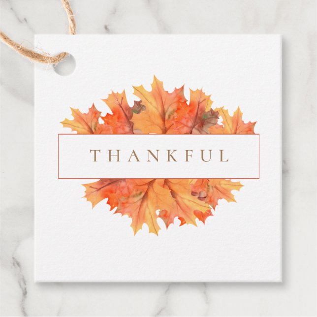 Golden Fall Maple Lövs Anpassade Botaniskt Gåvor Etiketter (Framsida)