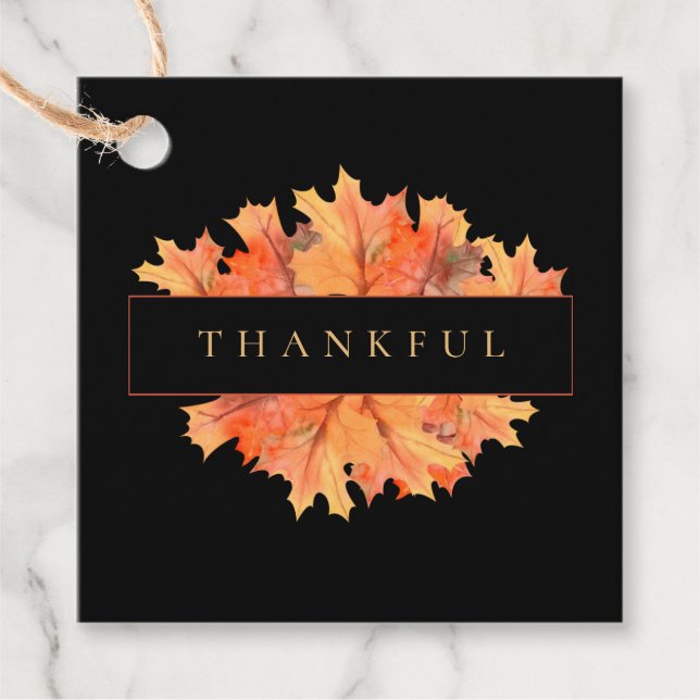 Golden Fall Maple Lövs Anpassningsbar Black Botani Gåvor Etiketter (Framsida)