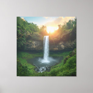 Golden Falls på Dusk - Tranquil Nature Wall Art Canvastryck