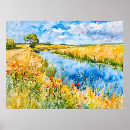 Golden Fält av Havel Havelland Watercolor Poster