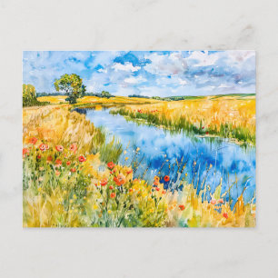 Golden Fält av Havel Havelland Watercolor Vykort
