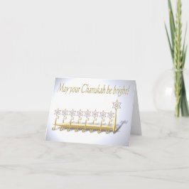 Golden Fantasy Blommigt Menorah för Chanukah Kort