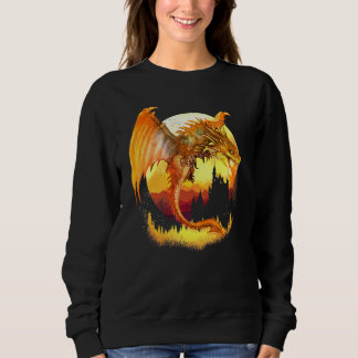 Golden Fantasy Dragon med brand T Shirt