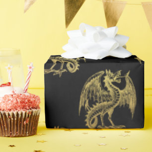 Golden Fantasy draon party som omsluter pappra Presentpapper