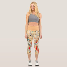 Golden Färg Abstrakt Capri Leggings