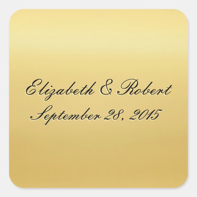 Golden Färgad Bröllop Seal Fyrkantigt Klistermärke (Framsida)